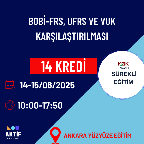 1-BOBİ-FRS, UFRS VE VUK KARŞILAŞTIRILMASI 14 Kredi